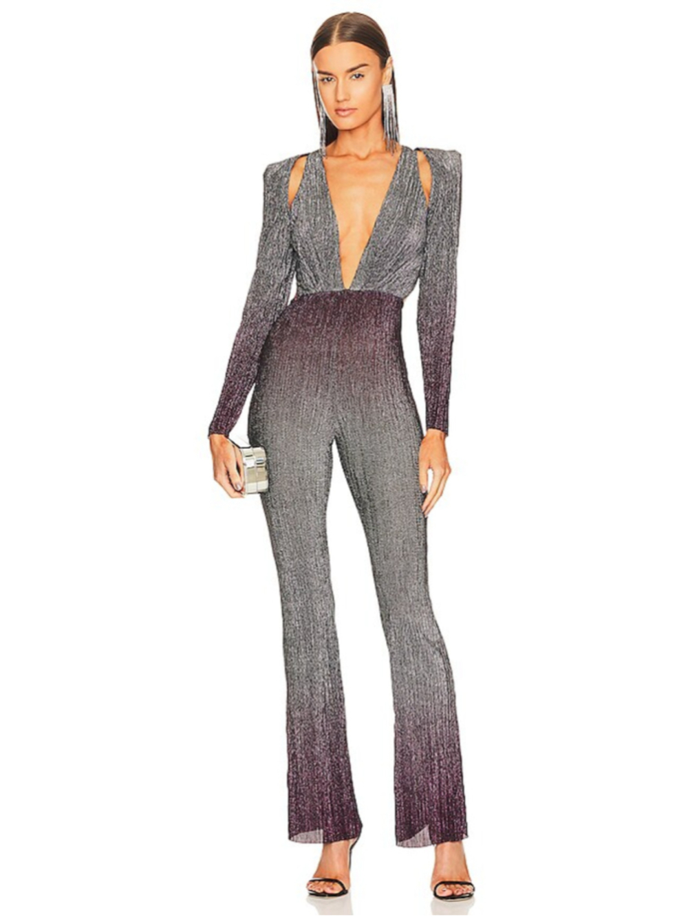 Michael Costello x REVOLVE Palmira Jumpsuit Silver Purple Ombre Metallic